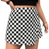 41yxGUCHL8L.jpg Women's Plus Size Plaid Checkered Skorts Elastic Waist Wrap Asymmetrical Skirt Shorts