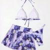 41z159Igl8L.jpg Women's 3 Piece Halter Triangle Bikini Marble Print Swimsuits and Coverup Skirt
