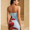 41zTTEVoUTL.jpg Women's Floral Print Mini Tube Dress Summer Strapless Sleeveless Bodycon Dresses