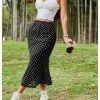 51-CPobrhzL.jpg Women's Polka Dots Fishtail Midi Skirt Elastic Waist Ruffle Hem Mesh Bodycon Skirt