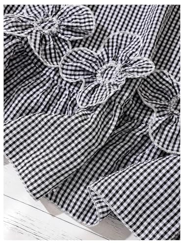 Women's Plus Size Plaid Ruffle Knee Length Dress 3D Floral A Line Tank Dresses