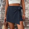 5106CaYpJL.jpg Women's Summer Mini Wrap Shorts Knot High Waist Belted Skorts Zipper Casual Loose Skirt