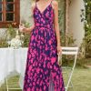 Women Summer 2025 Maxi Dress Vacation Floral Spaghetti Strap Spring Casual Boho Split Beach Long Flowy Sundress