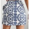 Women's Allover Print Knot Side High Waist Wrap Skirt Zipper Back Boho Mini Skirt