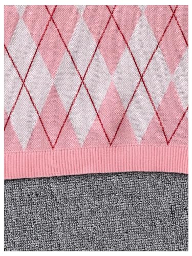 Girl's 2 Piece Outfits Argyle Pattern Sleeveless Sweater Vest and Bodycon Skirt Set
