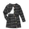 Girl's 2 Piece Outfits Plaid Tweed Half Sleeve Jacket and Ruffle Mini Skirt Set