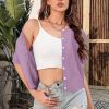 516rE5qBTVL.jpg Womens Cropped Cardigan Sweaters 2025 Summer Lightweight Short Sleeve Bolero Shrug Hollow Out Button Down Tops