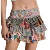 Women's Paisley Print Tiered Layers Mini Cake Skirt Low Rise Vacation Bohemian Skirt