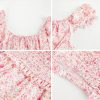 51Bf7lwcJPL.jpg Womens Summer Ruffle Sleeve Sweetheart Neckline Printing Dress Mini Dresses
