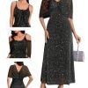 Women Sequin Formal Party Dress Cocktail Evening Gown Wedding Dresses with Shawl