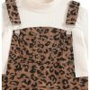 51D21UPmKJL.jpg Girl's Leopard Print Corduroy Pinafore Dress Sleeveless Short Overall Dresses