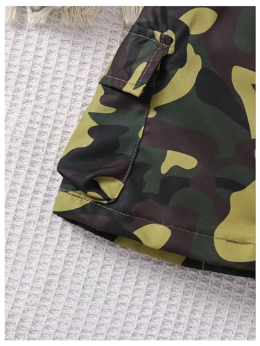 51Eb8TaI6fL.jpg Girl's 2 Piece Outfits Letter Graphic Print Short Sleeve T-Shirt and Camo Print Cargo Skirt Set