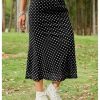 51FAVB4vEL.jpg Women's Polka Dots Fishtail Midi Skirt Elastic Waist Ruffle Hem Mesh Bodycon Skirt