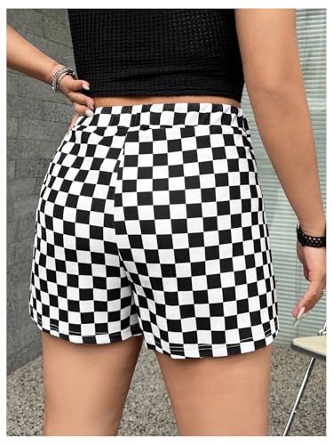 51GCfEf1XgL.jpg Women's Plus Size Plaid Checkered Skorts Elastic Waist Wrap Asymmetrical Skirt Shorts