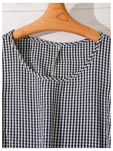 Women's Plus Size Plaid Ruffle Knee Length Dress 3D Floral A Line Tank Dresses
