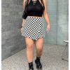 51QbgrSMOUL.jpg Women's Plus Size Plaid Checkered Skorts Elastic Waist Wrap Asymmetrical Skirt Shorts