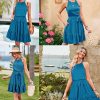 51QxrnTCKL.jpg Womens 2025 Summer Dress Halter Wedding Guest Casual Beach Vacation Outfits Belted Sundresses with Pockets