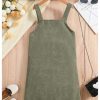 51RCnQFTQwL.jpg Girl's Button Front V Neck Overall Dress Sleeveless Corduroy Pinafore Dresses
