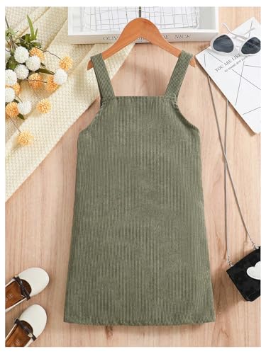 51RCnQFTQwL.jpg Girl's Button Front V Neck Overall Dress Sleeveless Corduroy Pinafore Dresses
