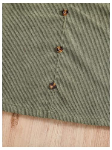 51RN53iX1ZL.jpg Girl's Button Front V Neck Overall Dress Sleeveless Corduroy Pinafore Dresses