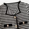 Girl's 2 Piece Houndstooth Outfits Tweed Jacket and Skirt Set Tea Party Suits