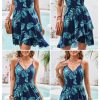 Womens Summer Dress 2024 Spring Sundresses Floral Flowy Casual Beach Vacation Wrap V Neck Spaghetti Strap Dresses