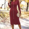 51VJudnPFxL.jpg Womens Sweater Dress Fall Teacher Oufits 2025 Long Sleeve Business Casual Bodycon Split Ribbed Knit Midi Dresses
