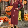 51WANAUGn8L.jpg Womens Sweater Dress Fall Teacher Oufits 2025 Long Sleeve Business Casual Bodycon Split Ribbed Knit Midi Dresses