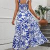 Women's Floral Print Flounce Square Neck Sleeveless Tie Shoulder Boho Cami Dress