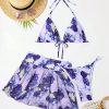51XrD2DHRHL.jpg Women's 3 Piece Halter Triangle Bikini Marble Print Swimsuits and Coverup Skirt