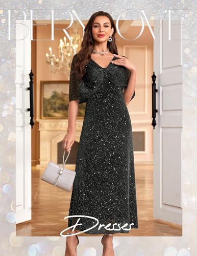 Women Sequin Formal Party Dress Cocktail Evening Gown Wedding Dresses with Shawl
