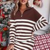 51aVHBI9E7L.jpg Women's Winter Sweater Dress 2024 Striped Long Sleeve Lapel Collar Chunky Knit Slouchy Oversized Sweaters