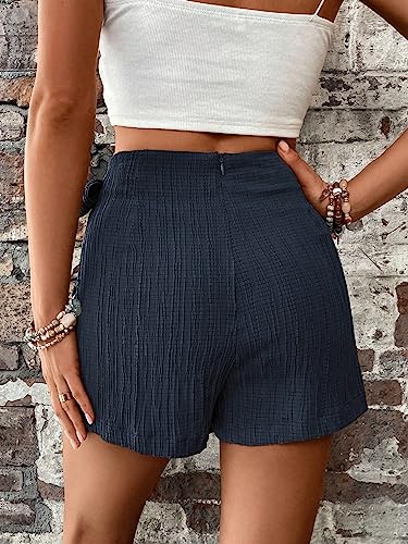 51bfmNmtlAL.jpg Women's Summer Mini Wrap Shorts Knot High Waist Belted Skorts Zipper Casual Loose Skirt