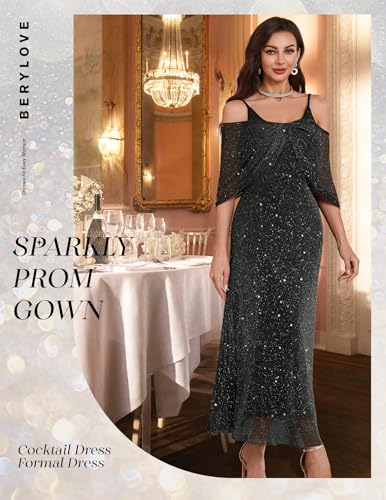 Women Sequin Formal Party Dress Cocktail Evening Gown Wedding Dresses with Shawl