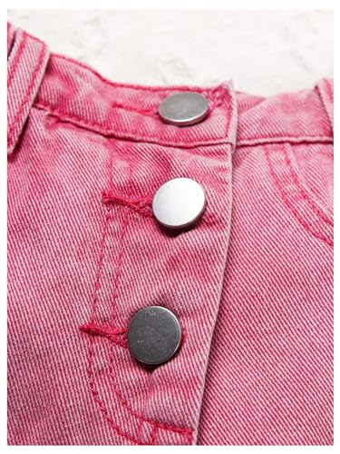 Girl's Wrap Button Front Asymmetrical Hem Denim Skort High Waist Skirt Shorts