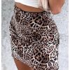Women's Leopard Print High Waisted Mesh Mini Skirt Bodycon Stretchy Sexy Y2k Short Skirts
