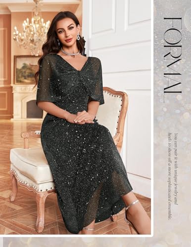 Women Sequin Formal Party Dress Cocktail Evening Gown Wedding Dresses with Shawl