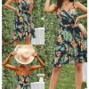 Womens Summer Dress 2024 Spring Sundresses Floral Flowy Casual Beach Vacation Wrap V Neck Spaghetti Strap Dresses
