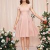 51ft3WZ6kL.jpg Girl's Appliques Mesh Puff Sleeve Square Neck Ruffle Hem Dress