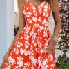 Women's Summer Dress 2025 Spaghetti Strap Sleeveless V Neck Casual Swing Sundress with Pockets