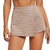 51jHARN0oAL.jpg Women's Plaid High Waisted Asymmetrical Vintage Skirt Casual Shorts Skort