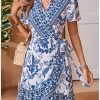 51jVJ21xZfL.jpg Women's Summer Casual Boho Floral Print Short Sleeve Wrap V Neck Ruffle Hem A Line Dress