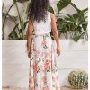 Girl's 2 Piece Outfits Lace Sleeveless Tank Top and Floral Print A Line Skirt Set
