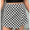 51oKwkAkjKL.jpg Women's Plus Size Plaid Checkered Skorts Elastic Waist Wrap Asymmetrical Skirt Shorts