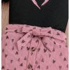 Girl's 2 Pieces Outfits Heart Print Puff Short Sleeve T Shirt and A Line Skirts Sets