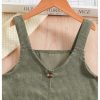 51t9oiw5wUL.jpg Girl's Button Front V Neck Overall Dress Sleeveless Corduroy Pinafore Dresses