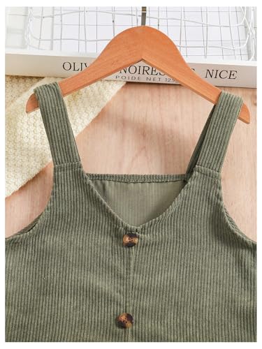 51t9oiw5wUL.jpg Girl's Button Front V Neck Overall Dress Sleeveless Corduroy Pinafore Dresses