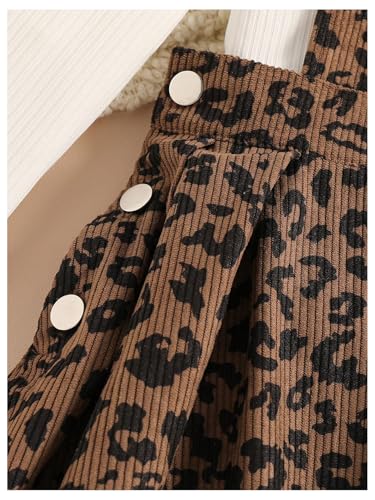 51uPeegSSL.jpg Girl's Leopard Print Corduroy Pinafore Dress Sleeveless Short Overall Dresses