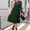 51vwfMZjuoL.jpg Womens Long Sleeve Casual Dresses 2025 Business Work Teacher Fall Church Belted A Line Flowy Midi Dress