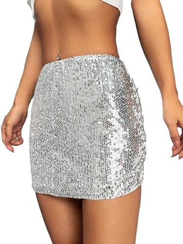 Women's Sequin Low Waist Cocktail Party Club Stretch Bodycon Mini Skirt